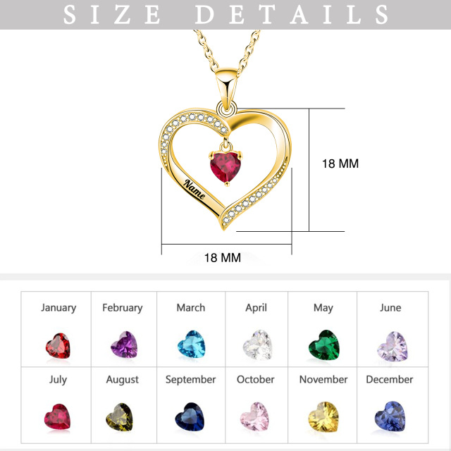 10K Gold Heart Shaped Cubic Zirconia Heart Pendant Necklace-3