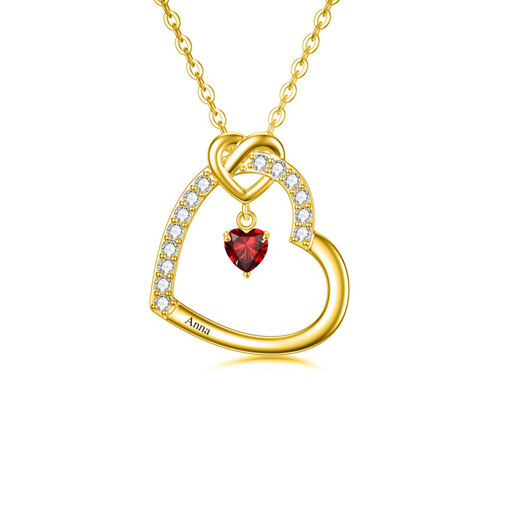 Collier pendentif coeur en or 10K avec zircon-1