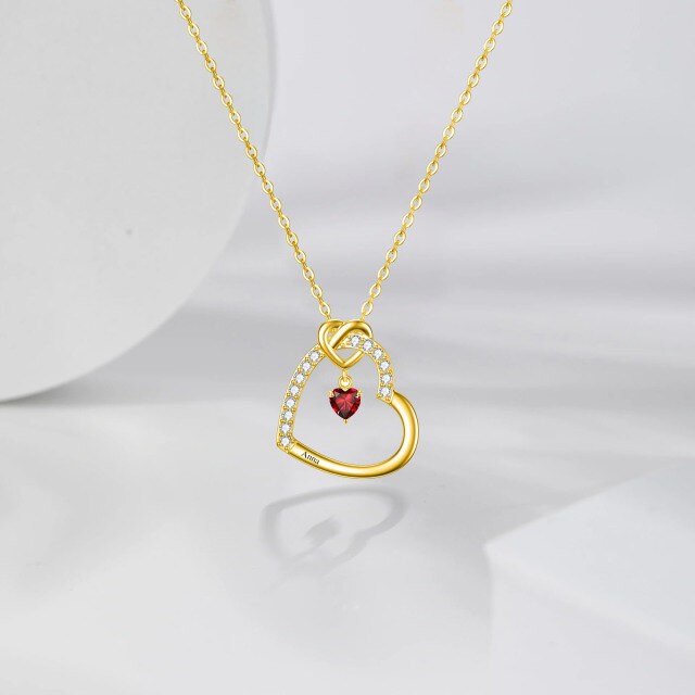 Collier pendentif coeur en or 10K avec zircon-2