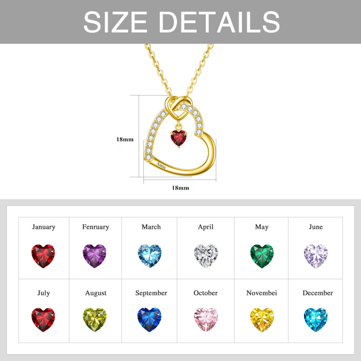 Collier pendentif coeur en or 10K avec zircon-4