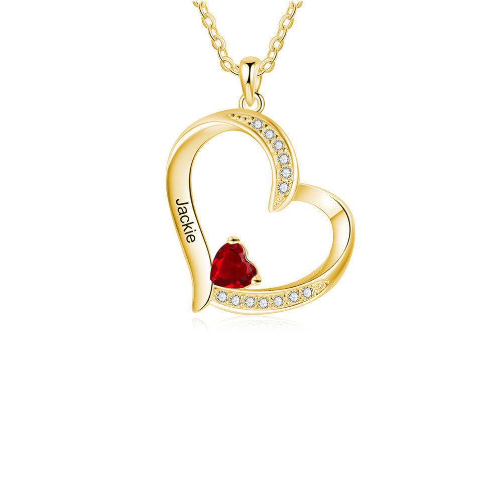 Collier pendentif coeur en or 10K à zircon cubique-1