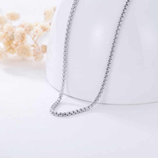 Sterling Silver Box Chain Necklace-3
