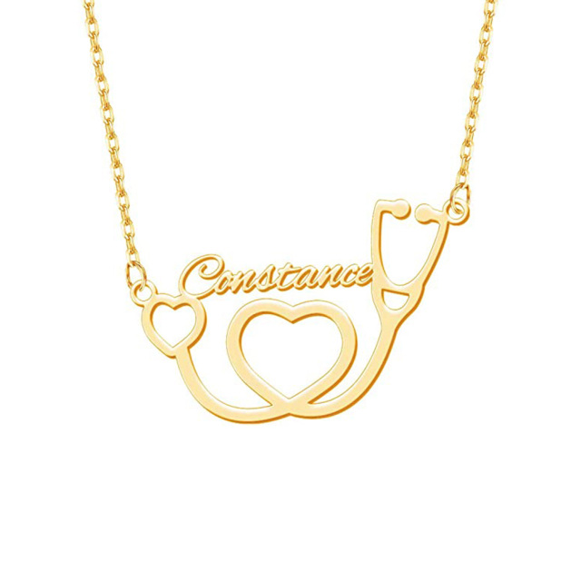 10K Gold Personalized Classic Name Pendant Necklace-0