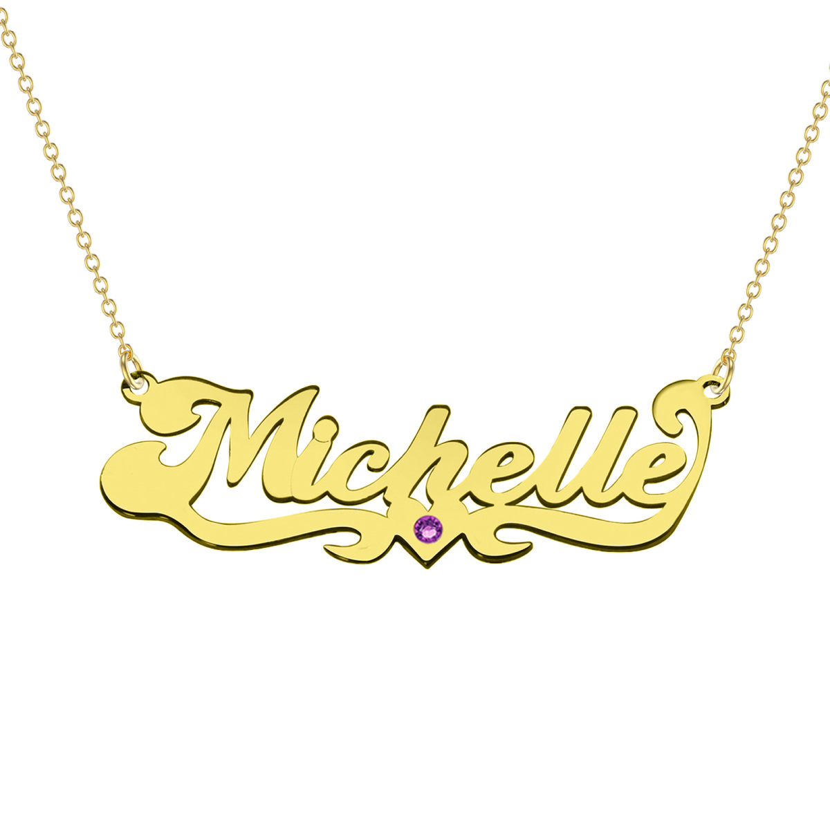 10K Gold Circular Shaped Personalized Classic Name Pendant Necklace-1