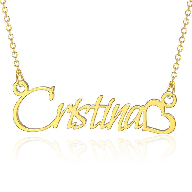 Collana con ciondolo classico personalizzato con nome in oro 10K-2