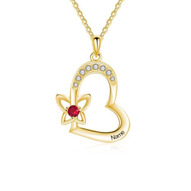 10K Gold Heart Heart Pendant Necklace-0