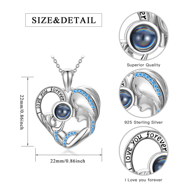 Colar com pingente de prata esterlina em forma de coração de pedra de projeção circular com palavra gravada-6