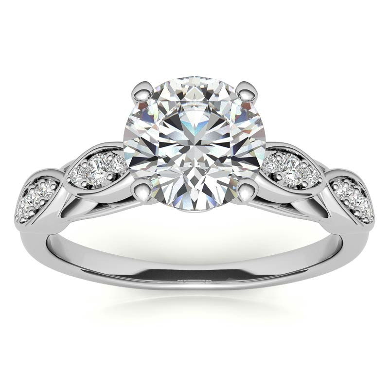 Sterling Silver Circular Shaped Moissanite Personalized Engraving Engagement Ring-1