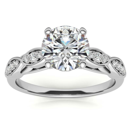 Sterling Silver Circular Shaped Moissanite Personalized Engraving Engagement Ring