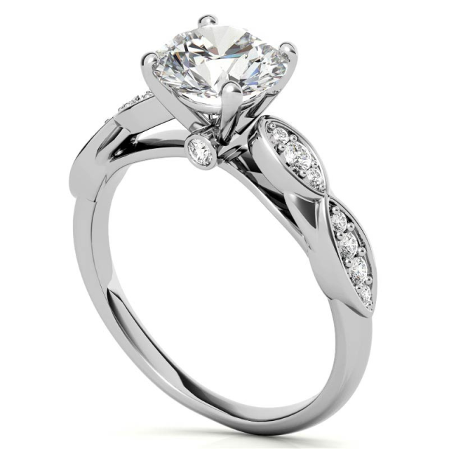 Sterling Silver Circular Shaped Moissanite Personalized Engraving Engagement Ring-2