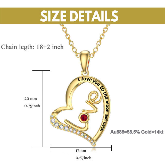 10K Gold Circular Shaped Crystal Personalized Birthstone Pendant Necklace-5