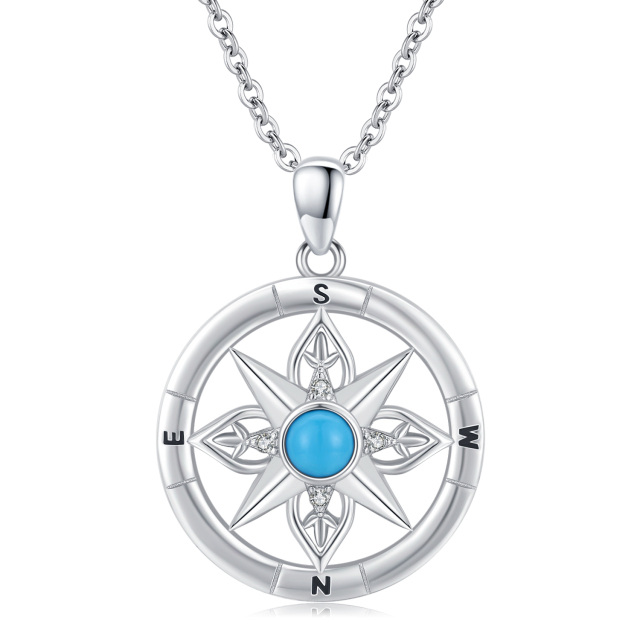Sterling Silver Moonstone Compass Pendant Necklace-1