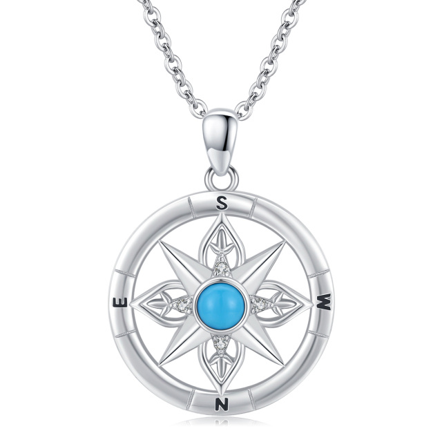 Collana con ciondolo a bussola in pietra di luna in argento sterling-1