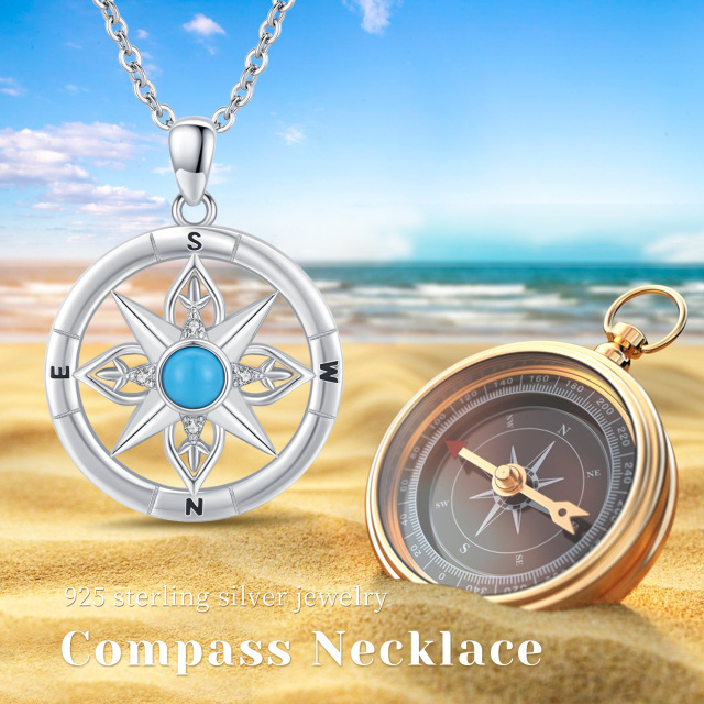 Sterling Silver Moonstone Compass Pendant Necklace-7