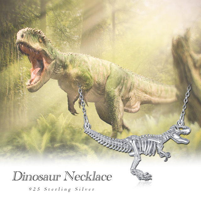 Sterling Silver Dinosaurs Coin Pendant Necklace-3