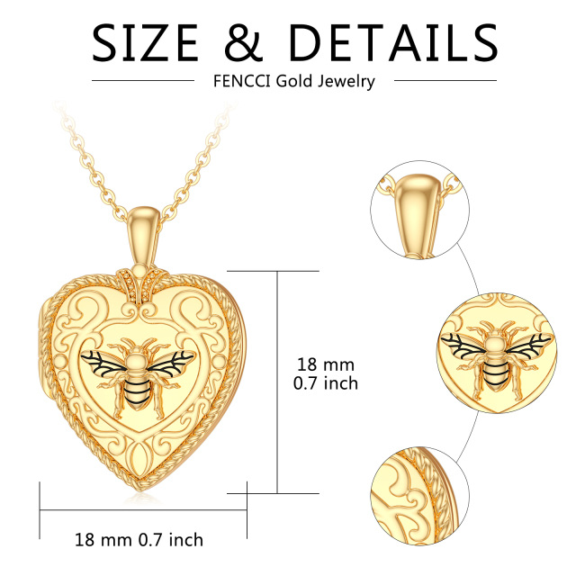 10K Gold Personalized Photo & Heart Personalized Photo Locket Necklace-4