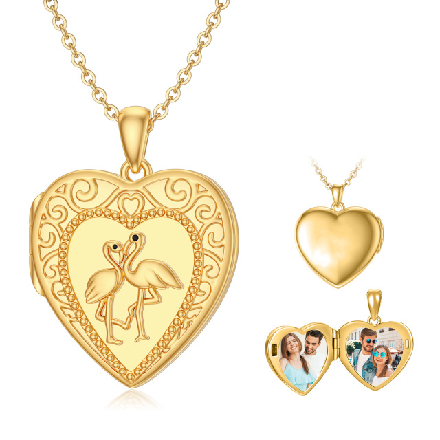 10K Gold Personalized Photo & Heart Pendant Necklace-1