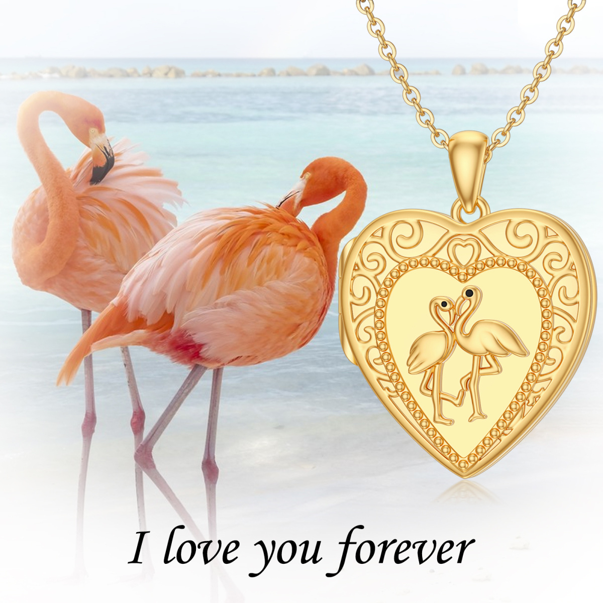 10K Gold Personalized Photo & Heart Pendant Necklace-6
