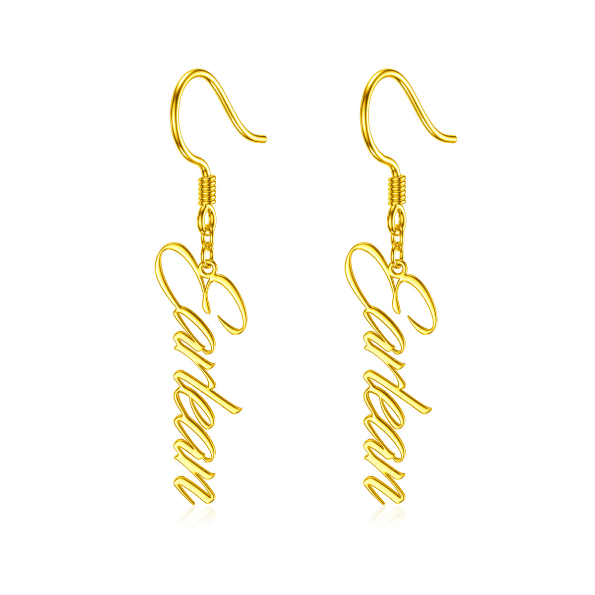 10K Gold Personalized Classic Name Drop Earrings-1