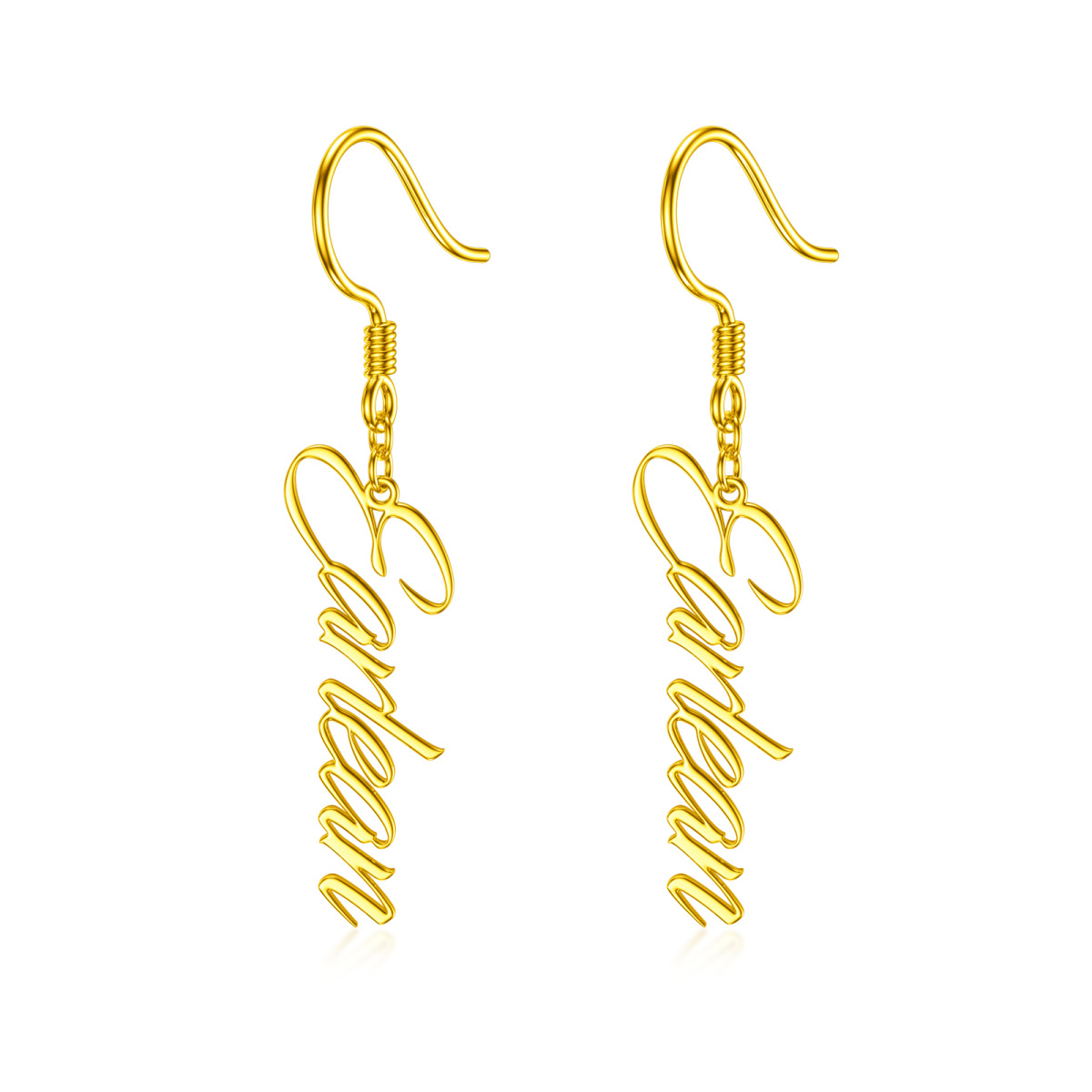 Boucles d'oreilles pendantes en or 10K personnalisées avec nom classique-1