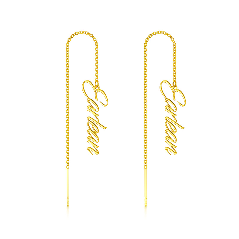 10K Gold Personalized Classic Name Drop Earrings