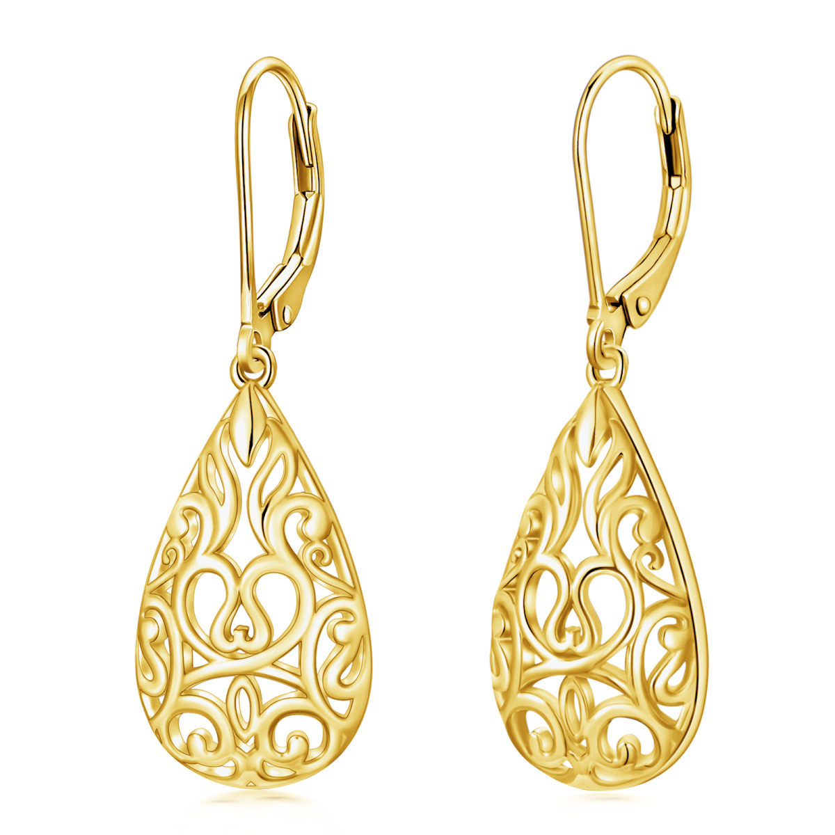 Boucles d'oreilles pendantes en argent sterling et plaqué or jaune-1