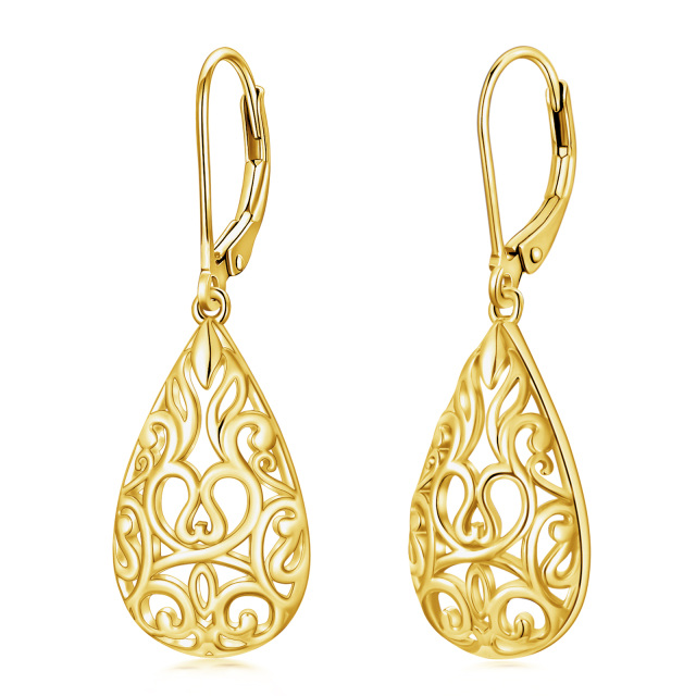 Sterling Silver with Yellow Gold Plated Drop Shape Drop Earrings-0
