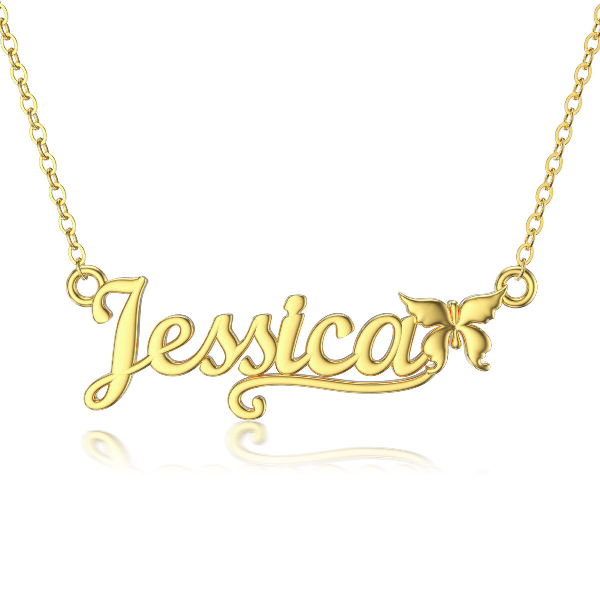 14K Gold Circular Shaped Personalized Classic Name Pendant Necklace-1