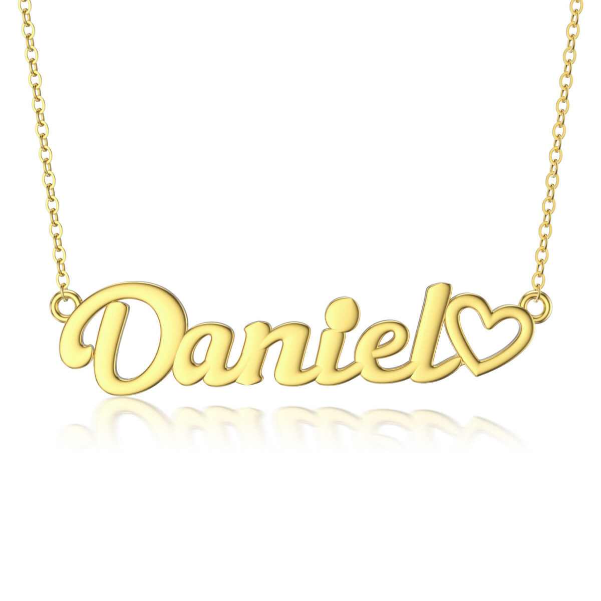 Collar Colgante con Nombre Personalizado en Oro 14K con Corazón-1