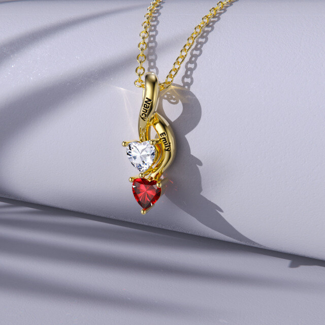 14K Gold Herz geformt kubischer Zirkon Unendlichkeit Symbol personalisierte Geburtsstein Anhänger Halskette-4