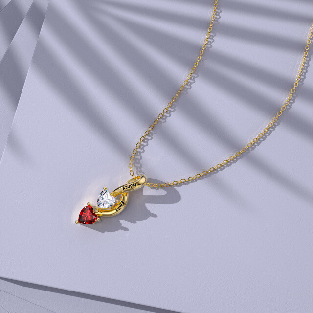 14K Gold Herz geformt kubischer Zirkon Unendlichkeit Symbol personalisierte Geburtsstein Anhänger Halskette-5