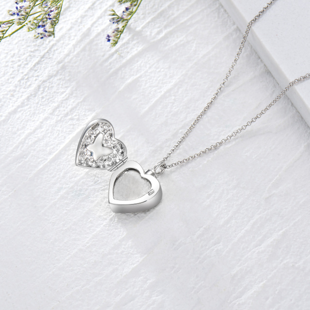 Sterling Silver Crystal & Personalized Engraving Butterfly & Personalized Photo & Heart Urn Necklace for Ashes-5