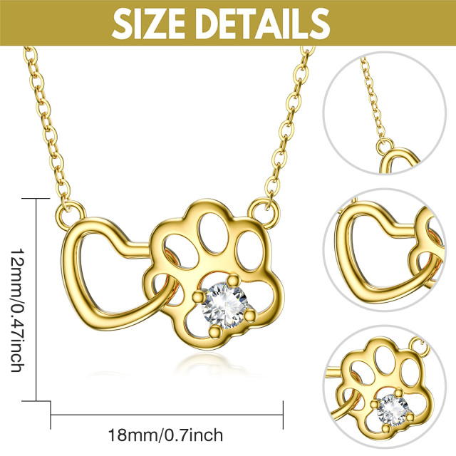 14K Gold Cubic Zirconia Paw Pendant Necklace-2