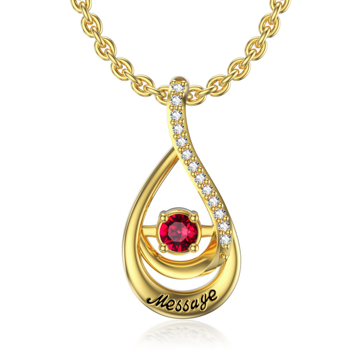 10K Gold Heart Shaped Cubic Zirconia Personalized Birthstone Pendant Necklace-1
