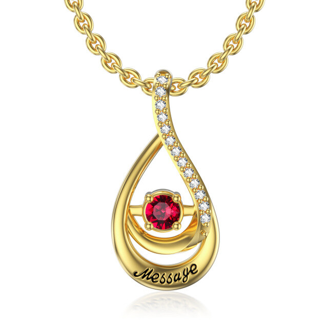 10K Gold Heart Shaped Cubic Zirconia Personalized Birthstone Pendant Necklace-0