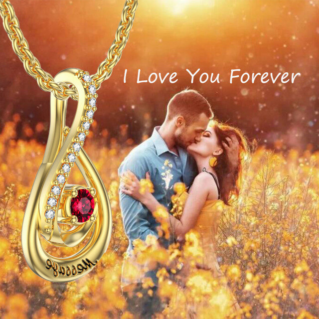 10K Gold Heart Shaped Cubic Zirconia Personalized Birthstone Pendant Necklace-4