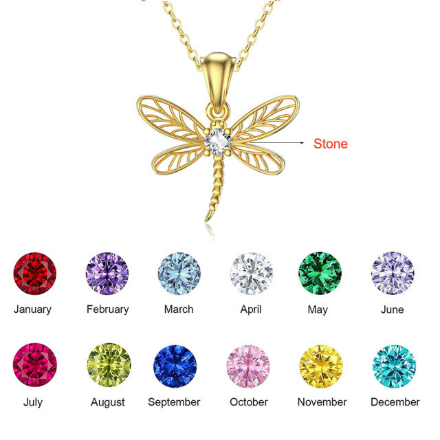 10K Gold Cubic Zirconia Dragonfly Pendant Necklace-4