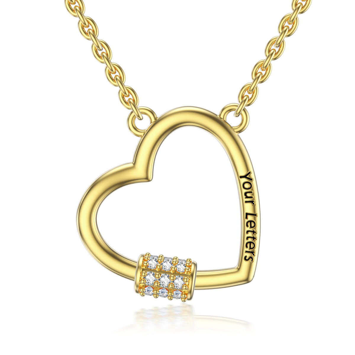 10K Gold Herz geformt Cubic Zirkonia personalisierte Geburtsstein Anhänger Halskette-1