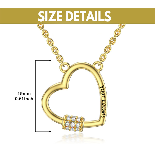 10K de oro en forma de corazón de circonio cúbico personalizado collar colgante de piedra-3