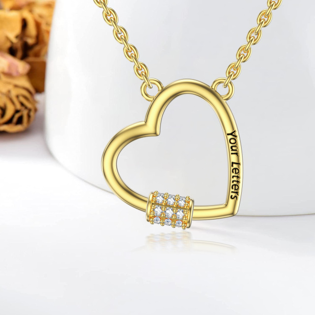 10K de oro en forma de corazón de circonio cúbico personalizado collar colgante de piedra-4