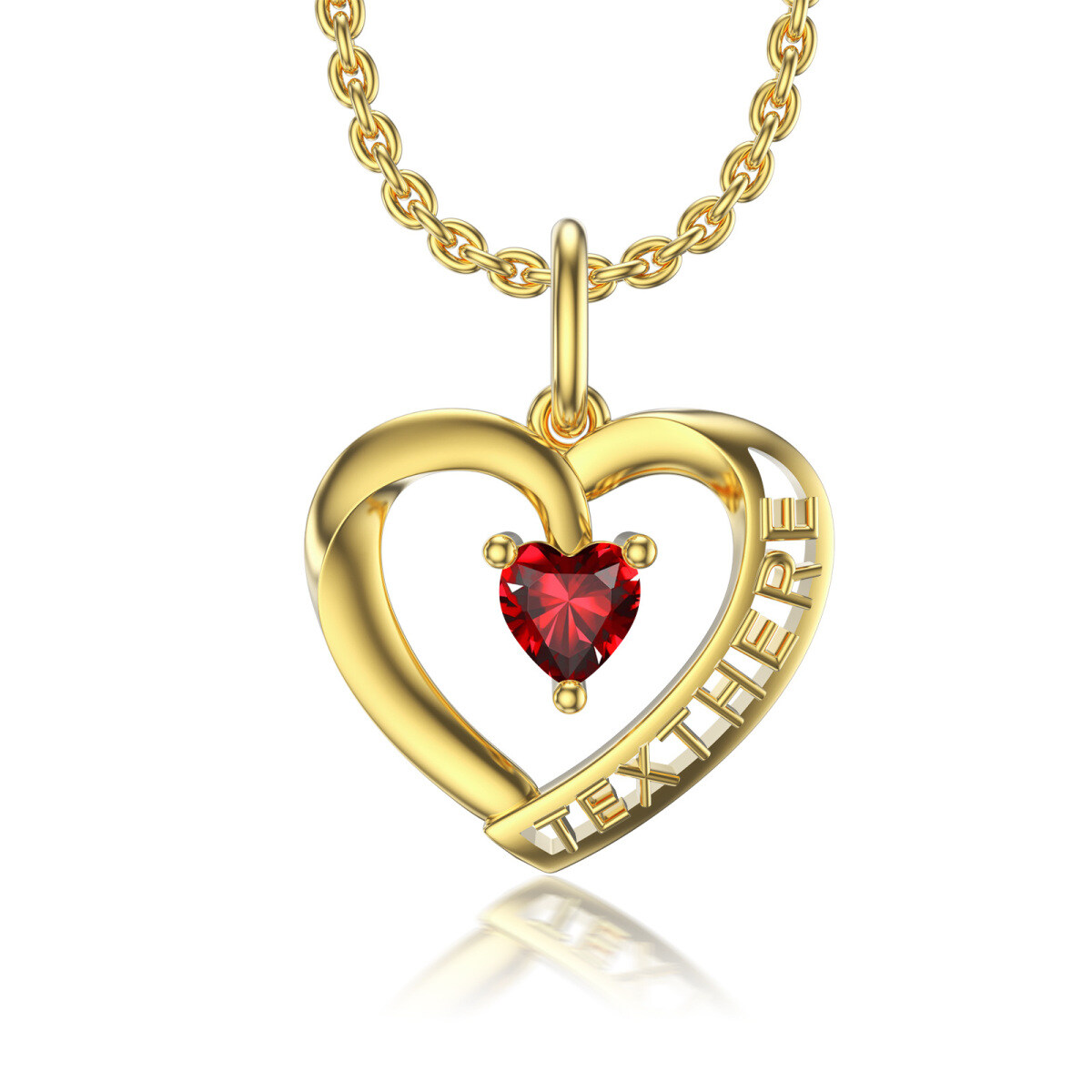 10K Gold Herz geformt Cubic Zirkonia personalisierte Geburtsstein & Herz Anhänger Halskett-1