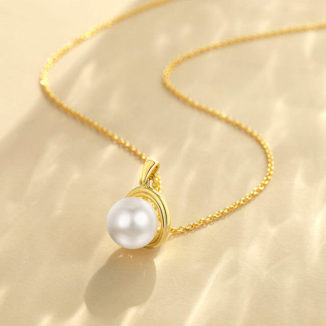 10K Gold Pearl Bead Pendant Necklace-2