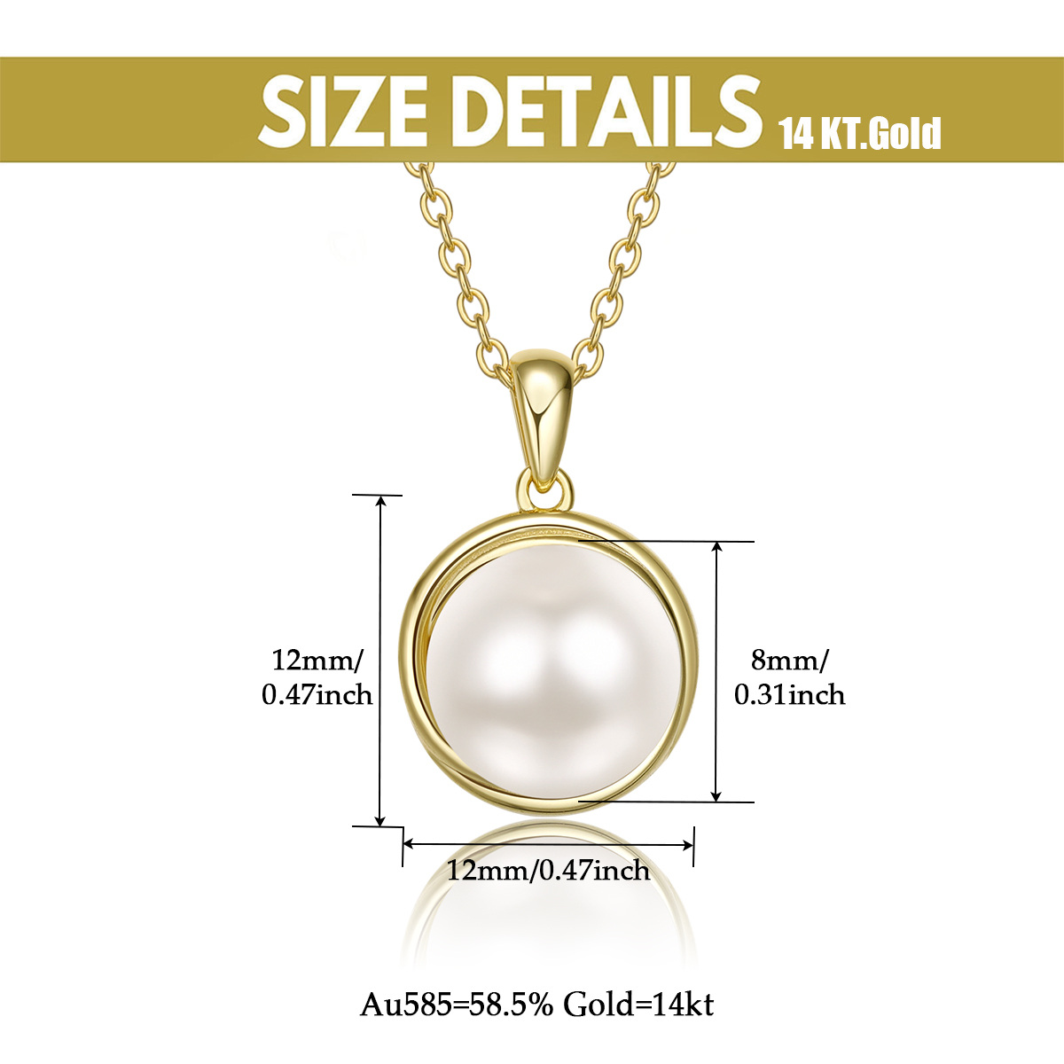 10K Gold Pearl Bead Pendant Necklace-5