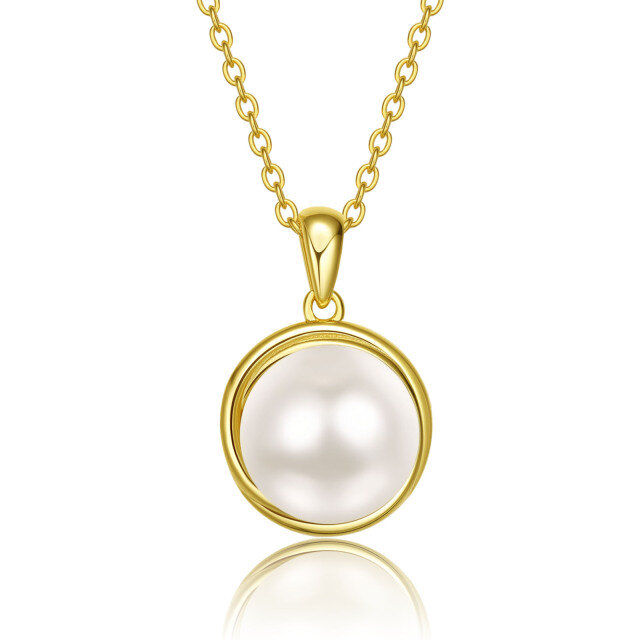 10K Gold Pearl Bead Pendant Necklace-0