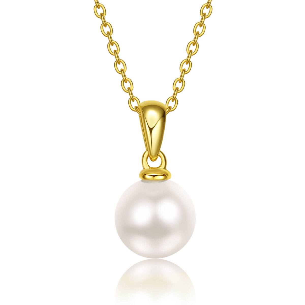 10K Gold Round Pearl Couple & Mother Pendant Necklace-1
