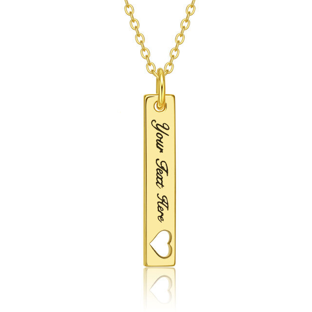 10K Gold Personalized Birthstone Bar Necklace-0