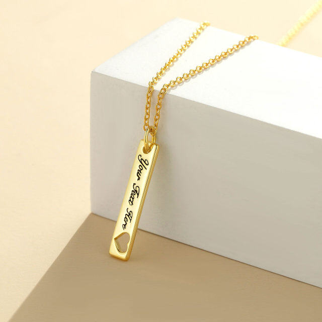10K Gold Personalized Birthstone Bar Necklace-3