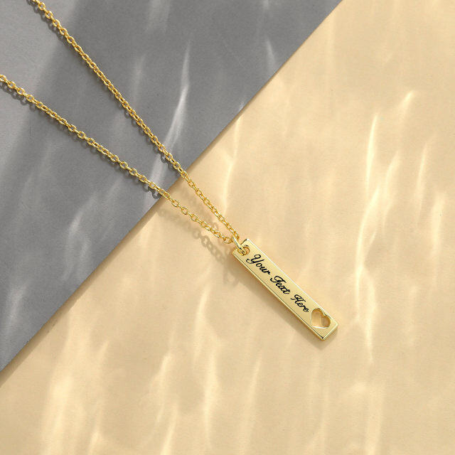 10K Gold Personalized Birthstone Bar Necklace-4