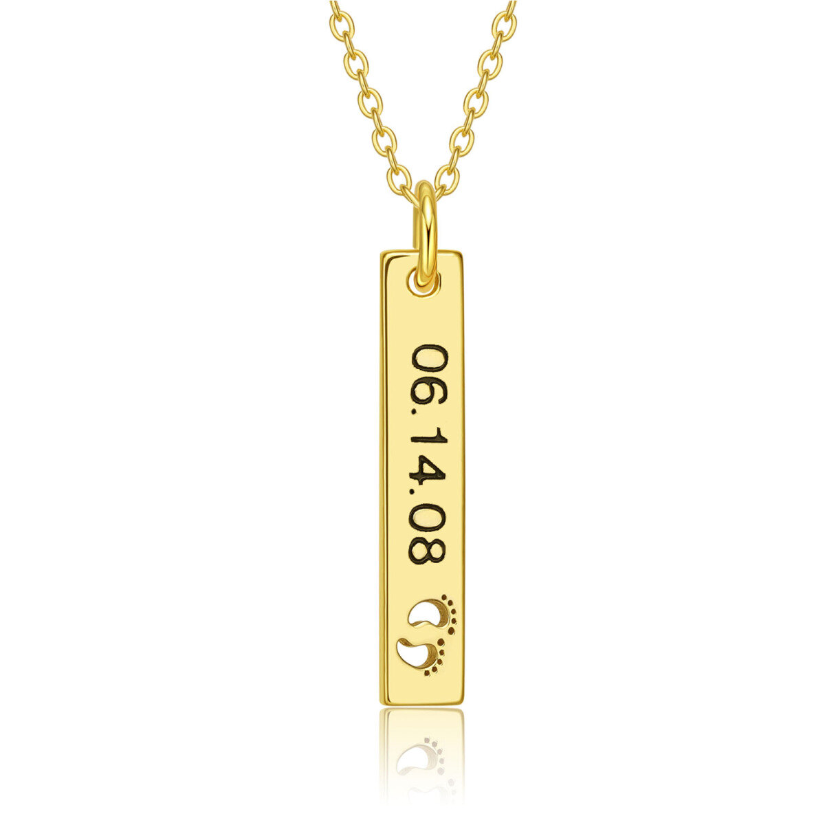 10K Gold Cubic Zirconia Personalized Birthstone Bar Necklace-1