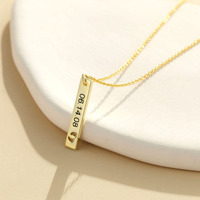 10K Gold Cubic Zirconia Personalized Birthstone Bar Necklace-3